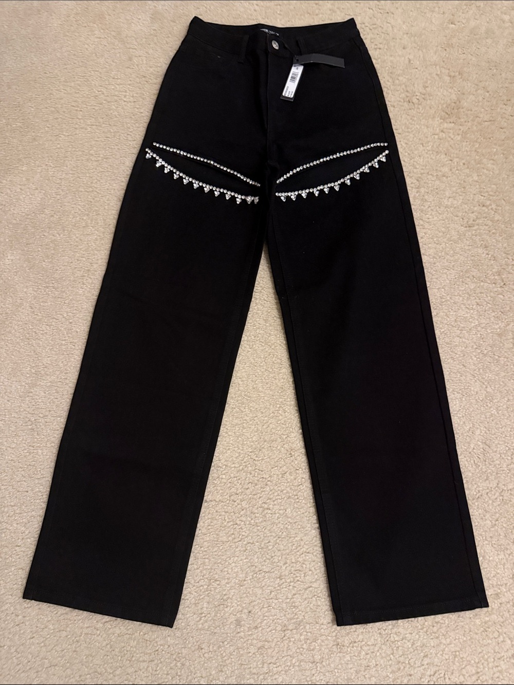 Steve Madden Black Jeans with Rhinestone Trim